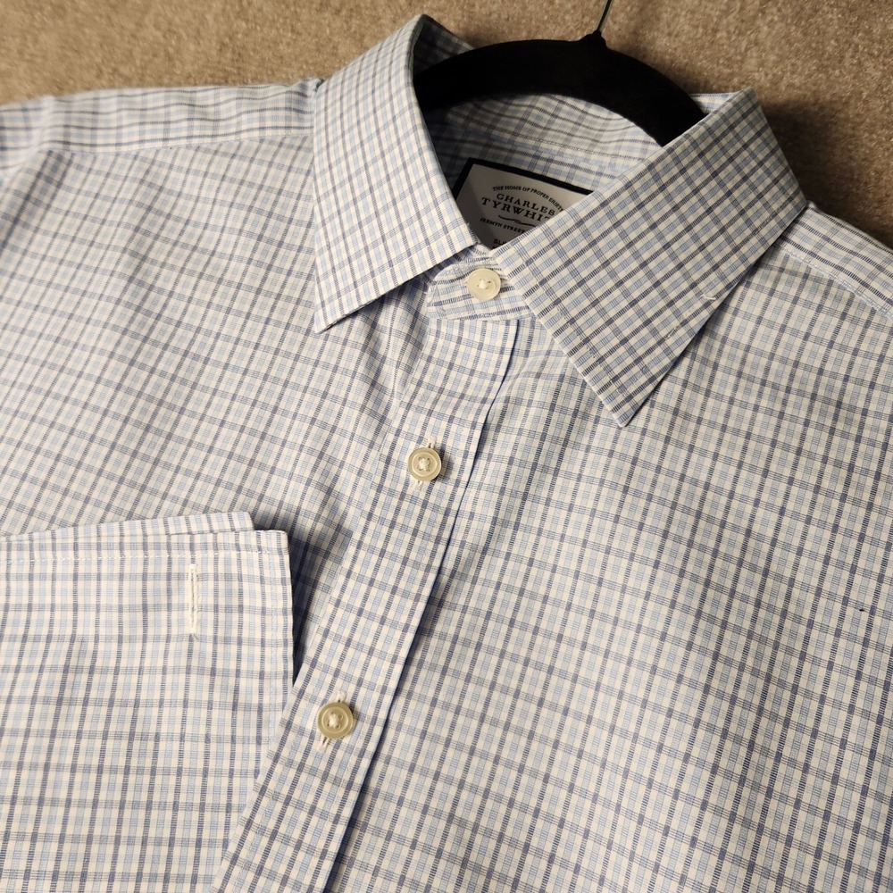 Charles Tyrwhitt Dress Shirt Mens 16.5/34 Blue Slim Fit Excellent‎ French Cuff